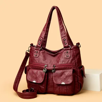 Soft Leather Large Capacity Women's Shoulder Bag - 3