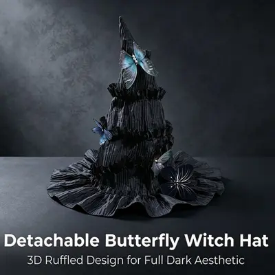 Halloween Lolita Witch Hat, Gothic Style, Butterfly Decor, Stage Props