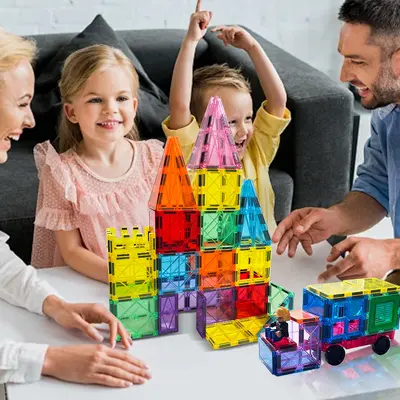 Large Color Window Magnetic Tiles Building Block Set, Early Education - 3