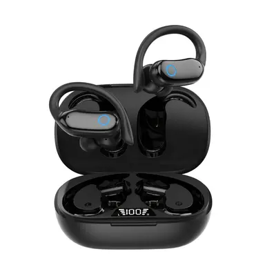 Özel model IPX7 su geçirmez spor koşu kablosuz kulaklıkları, yüksek ses kalitesi, büyük pil ömrü, kaymaz kulak kancası tasarımı ve Bluetooth bağlantısıyla.