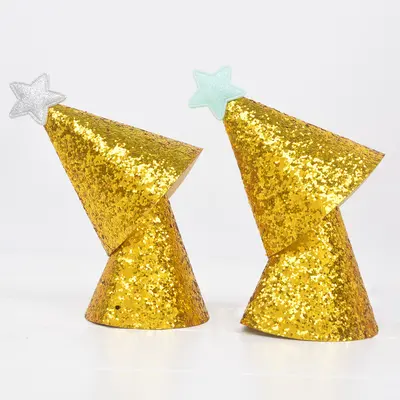 Gold Children's Birthday Party Hat with Star Sequins