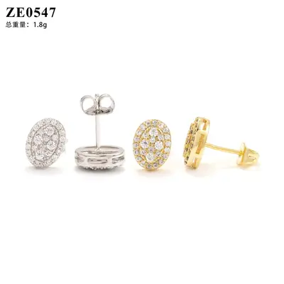 Ohrstecker aus 925er Silber, oval, mit Moissanit, GRA-zertifiziert