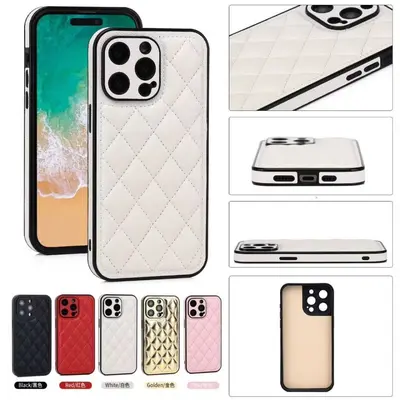 Diamond Quilted Leather Hard Case for iPhone 16 Pro Max, 15, 14 and 13, Women's