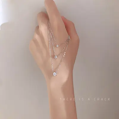 S999 sterling silver diamond pendant necklace women - 1