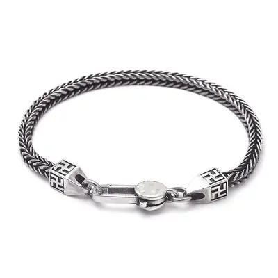 Thai Silver Fox Tail Necklace Men Retro Chunky Chain