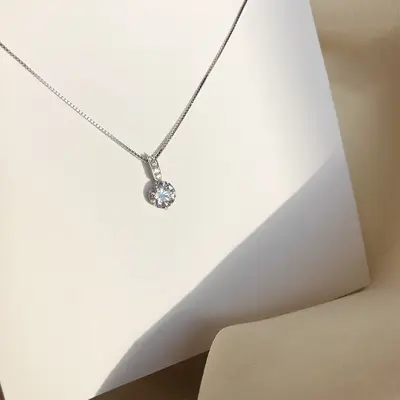 单钻项链设计感轻奢细闪盒子链闪钻锁骨链简约气质抖音热销代发潮 - 3