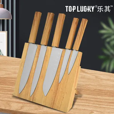 木纹手柄不锈钢刀具套装六件套厨用刀多用刀实木磁性刀板架厨房刀