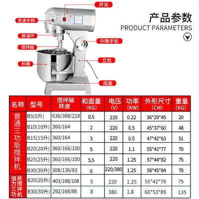 Lifeng B15B20 ticari hamur mikseri, 3 fonksiyonlu - 5