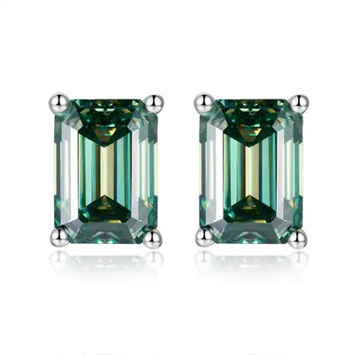 Small Octagonal 1 Carat Moissanite Earrings, S925 Silver