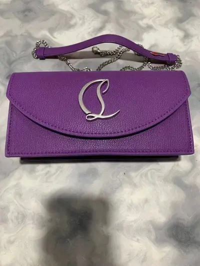 Genuine Leather Underarm Shoulder Bag with Small Square Chain - 3