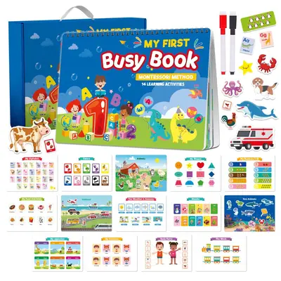 Meşgul kitap (busy book), çocuklar için erken eğitim yapıştırma ve açılır kitap - 13