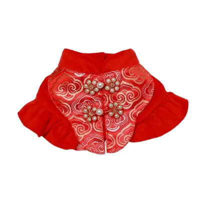 Pet Hanfu Outfit with Jade Rabbit Design, New Year Style - 7