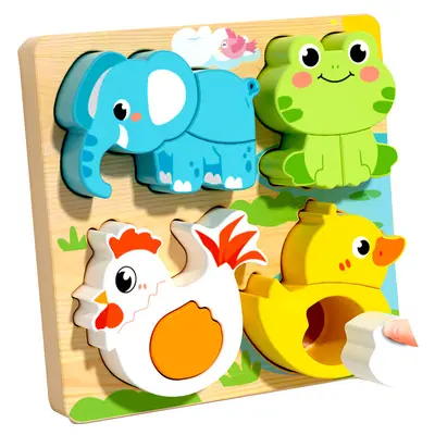 Montessori 3D-Holzpuzzle für Kinder 1-6 Jahre Frühlernspielzeug