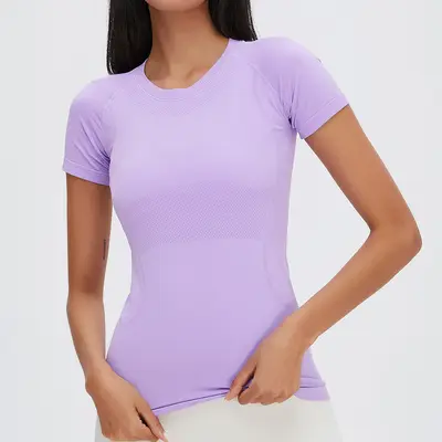 Seamless Breathable Short Sleeve Yoga T-Shirt - 8