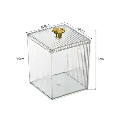 Acrylic plastic cotton stick makeup cotton desktop storage box dustproof vanity table makeup remover cotton lipstick cosmetic box - 7