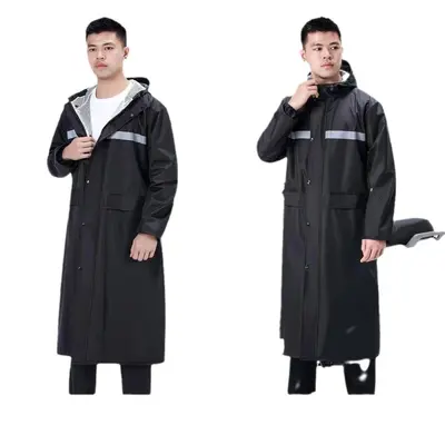 Long waterproof raincoat thickened fabric - 5