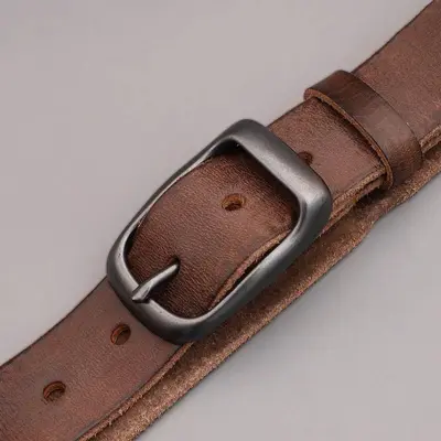 Erkekler için birinci katman sığır derisi pin tokalı kemer, retro çok yönlü kot kemer, erkekler için basit gündelik deri kemer