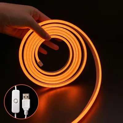USB Neon Işık Şerit, 5V, Kısılabilir, Su Geçirmez, Sıcak Beyaz - 11