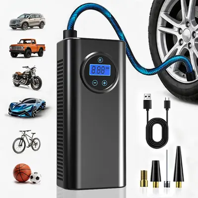 Araç Taşınabilir Şişirme Pompası Otomobil Elektrikli Bisiklet 12V Akü Elektrikli Scooter 36V 48V 60V Dijital Ekranlı Taşınabilir Hava Pompası