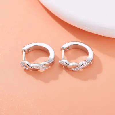 Geometric Moissanite Earrings, S925 Silver, Light Luxury Style