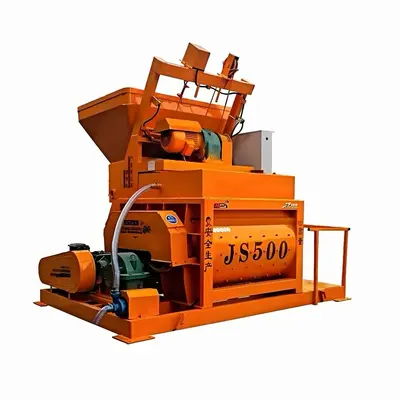 JS500 Twin-Shaft Forced Concrete Mixer, Fully Automatic