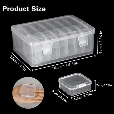 Clear plastic storage box set, square shape, desktop organizer - 9