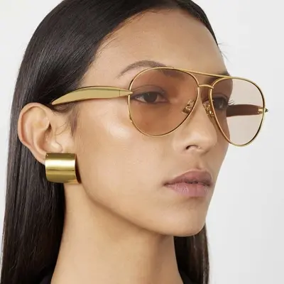 Women's Pilot Sunglasses with Large Metal Frame, Retro Style