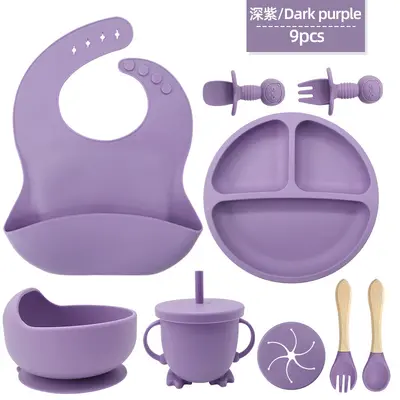 Baby Silicone Bib Suction Bowl Fork Spoon Feeding Set 6 Months+ - 10