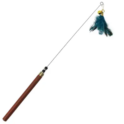 Handmade Beaded Cat Teaser Wand with Pheasant Feathers - 8