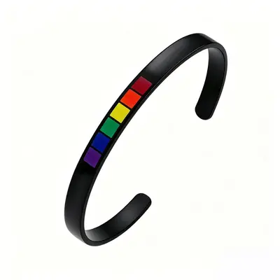 Stainless steel rainbow C-shaped open bangle 6MM - 7
