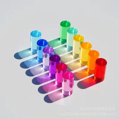 Acrylic high transparency crystal cylindrical building blocks particles children's stacking building blocks ready kindergarten early education wholesale