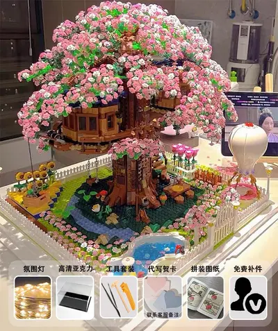 Kiraz Çiçeği Ağacı Evi Yapı Blokları Seti, Dev Boy Maket - 9