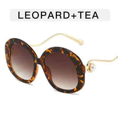 Round Frame Gradient Sunglasses, Pearl-Embellished Women's Party Sunglasses - 7