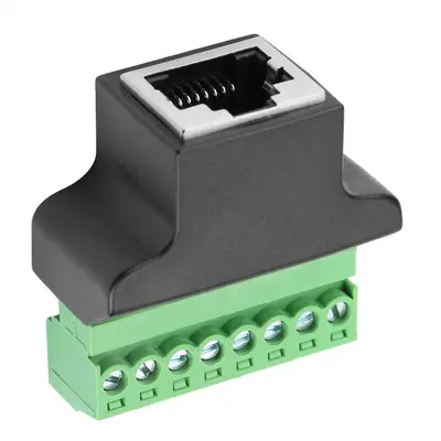 RJ45 - 8 pin yeşil terminal, lehimsiz 8P8C dişi konnektör