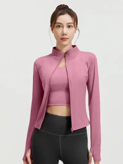 春秋运动健身瑜伽服套装开衫外套运动文胸高弹T恤瑜伽裤四件套女