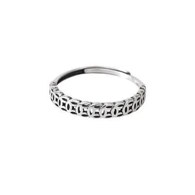 Vintage coin rings for couples, new Chinese style, light luxury, niche design, high-end, minimalist, lucky rings.