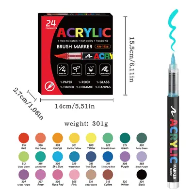 Acrylique Marker Kalem 366 Renk Seti Öğrenci Çizim Grafiti Kalem Yığılanabilir Güzel Sanatlar Malzemeleri Yumuşak Uçlu Marker Kalem - 8