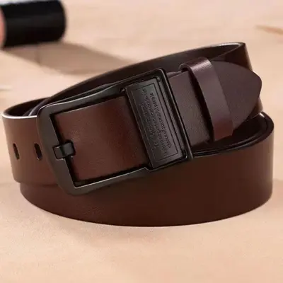 Sınır ötesi erkek hakiki deri pin tokalı kemer retro kemer moda rahat hakiki inek derisi kot kemer üreticisi toptan - 3