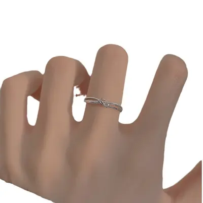925er versilberter Ring Damen offenes Ring-Design - 5