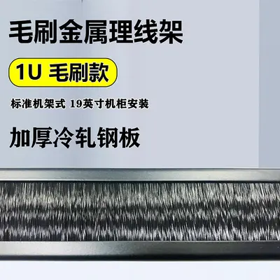 19 Inch 1U Cable Management Brush Panel, Closed Nylon Brush - 3