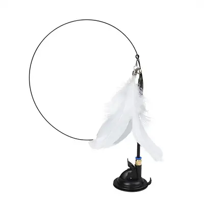 Cat Oyuncak Scratch-Proof Cat Teaser Wand with Strong Suction Cup, Feather and Bell - 6