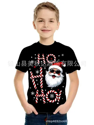 Kinder-T-Shirt mit Weihnachtsmotiv, Kurzarm - 7