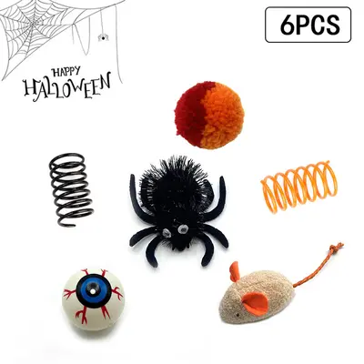 Halloween Spider-Shaped Interactive Cat Toy Set - 6