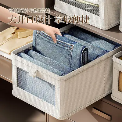 Clothing storage box, large capacity, foldable fabric design