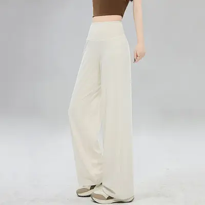 Geniş paça yoga pantalonu yüksek bel bol kesim pilates fitness - 7