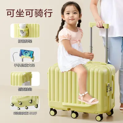 Kinderkoffer mit Sitzfunktion Mädchen Trolley Reisegepäck 20 Zoll Handgepäck Jungen Reisekoffer kleine Lederkoffer - 8