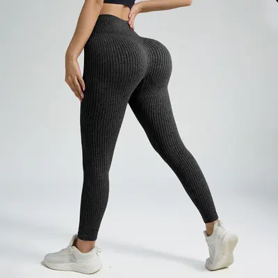 新品爆款AB纱螺纹无缝瑜伽裤健身裤户外紧身裤运动长裤女leggings