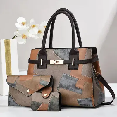 Three-Piece Women's Bag Set: Handbag, Shoulder and Crossbody Bag