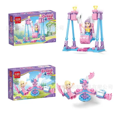 Girl Building Blocks Playground, Educational Assembly Toy