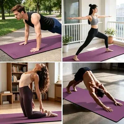 Non-Slip Yoga Mat, Natural Rubber, Dry and Wet Anti-Slip - 3